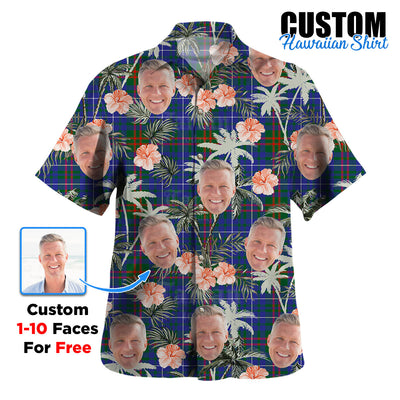 Clan Edmonstone Tartan Custom Face Hawaiian Shirt – Unisex Gift for Family Members, Summer Party