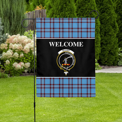 Clan Elliot Ancient Tartan Crest Black Garden Flag