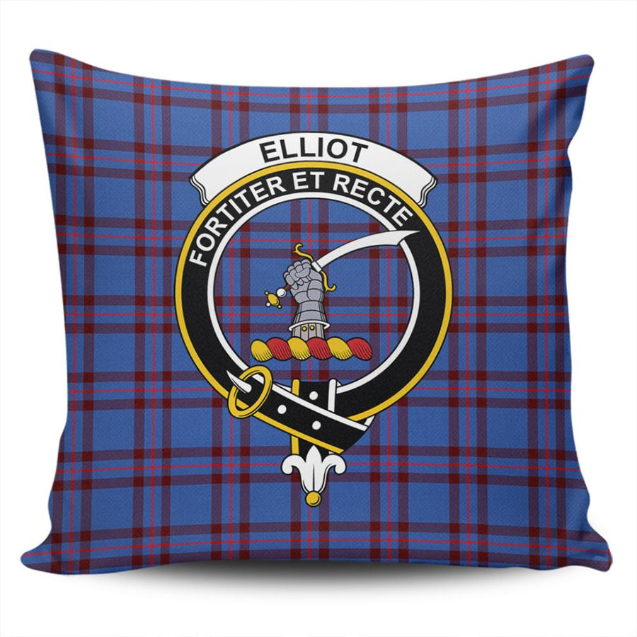 Clan Elliot Modern Tartan Crest Pillow Cover