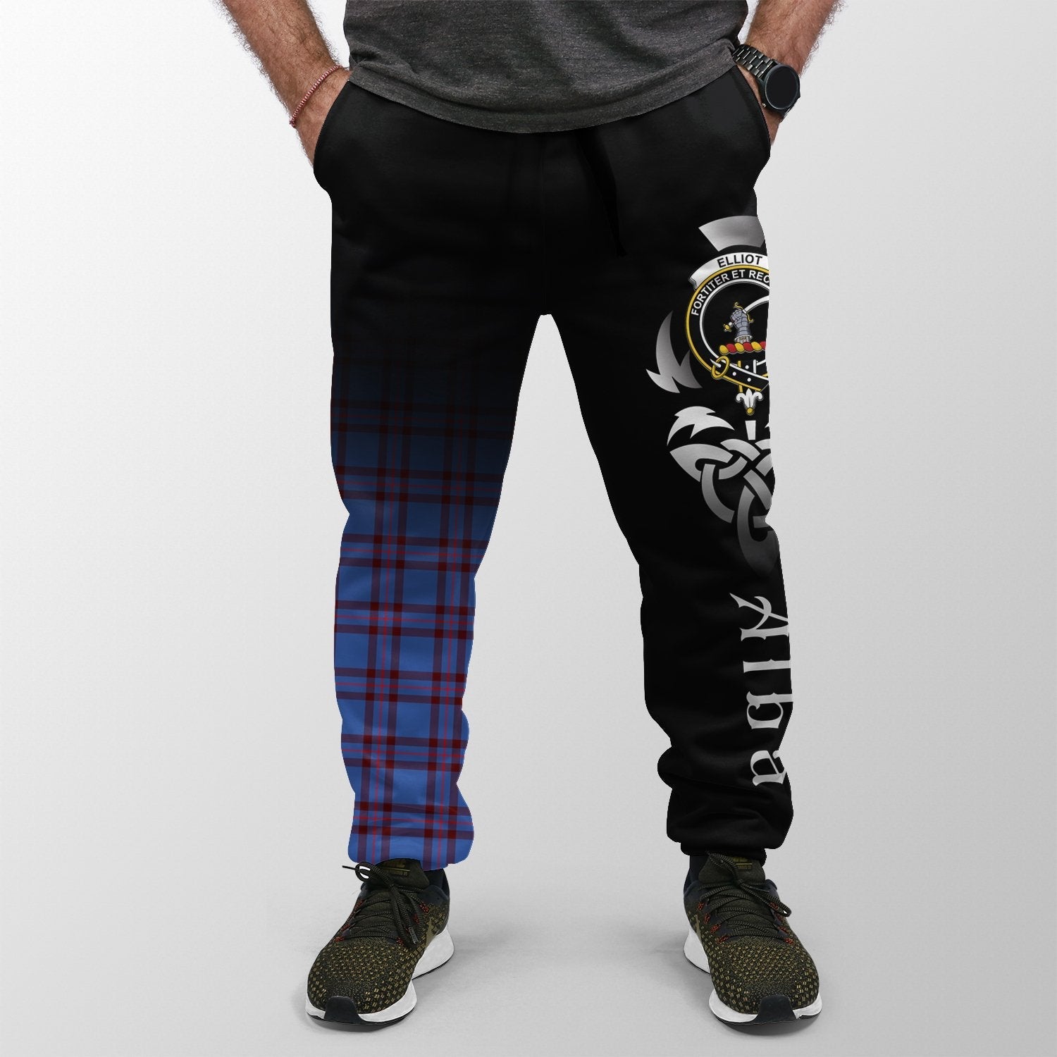 Clan Elliot Modern Tartan Crest Jogger Sweatpants  Alba Celtic Style YN72 Clan Elliot Tartan Today   