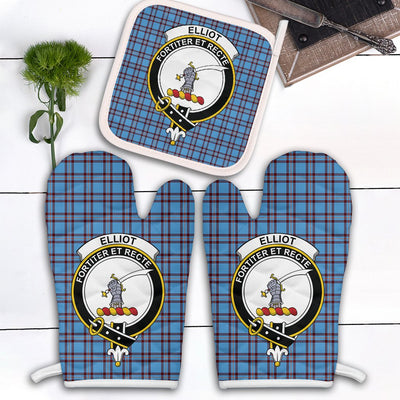 Clan Elliot Ancient Tartan Crest Oven Mitt And Pot Holder (2 Oven Mitts + 1 Pot Holder)
