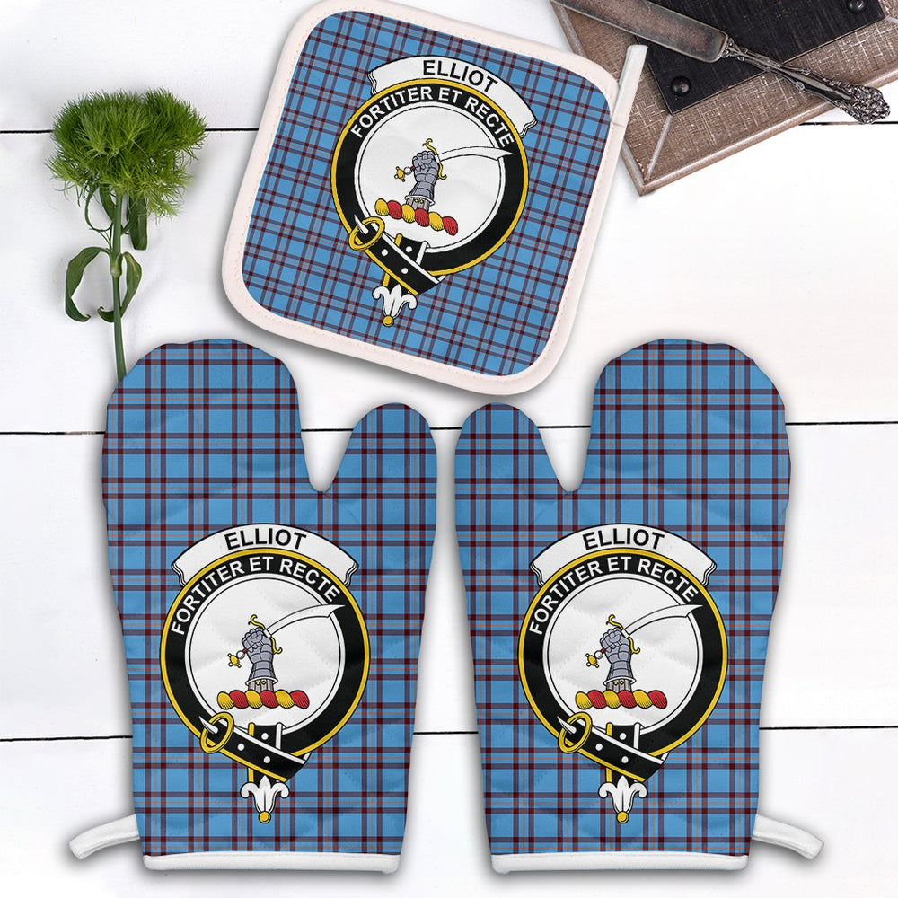 Clan Elliot Ancient Tartan Crest Oven Mitt And Pot Holder (2 Oven Mitts + 1 Pot Holder) YA50 Clan Elliot Tartan Today   