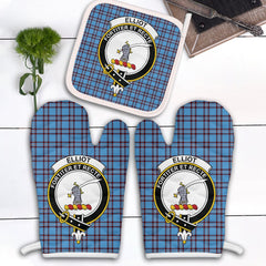 Clan Elliot Ancient Tartan Crest Oven Mitt And Pot Holder (2 Oven Mitts + 1 Pot Holder) YA50 Clan Elliot Tartan Today   