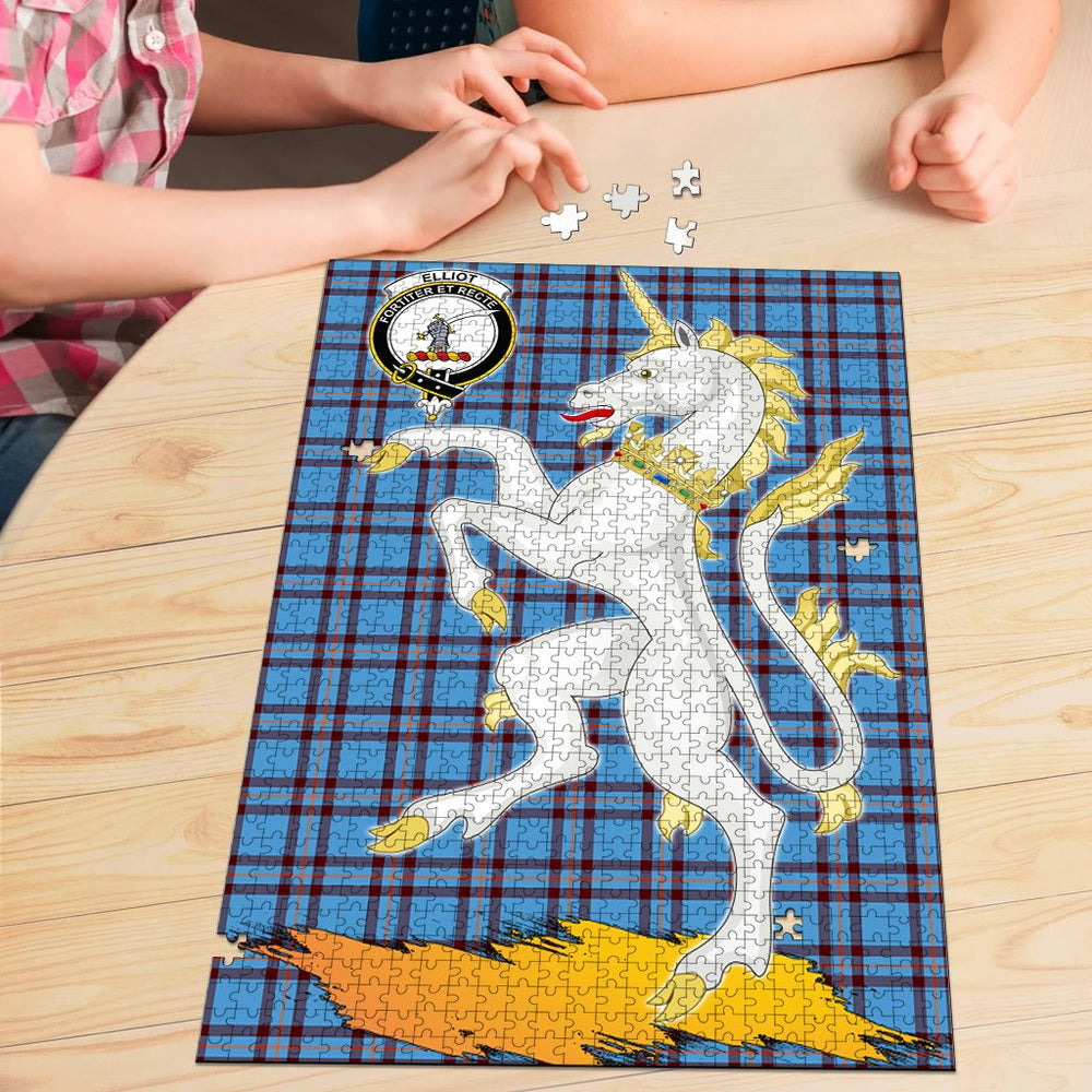 Clan Elliot Ancient Tartan Crest Unicorn Scotland Jigsaw Puzzles Gift For Family KR56 Clan Elliot Tartan Today   