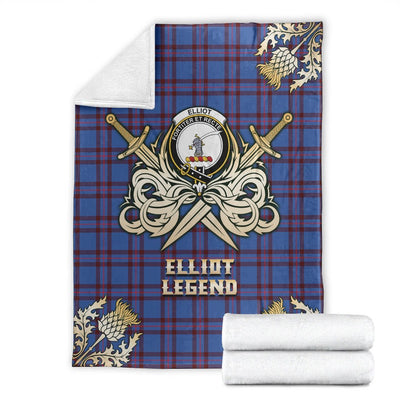 Clan Elliot Modern Tartan Gold Courage Symbol Blanket