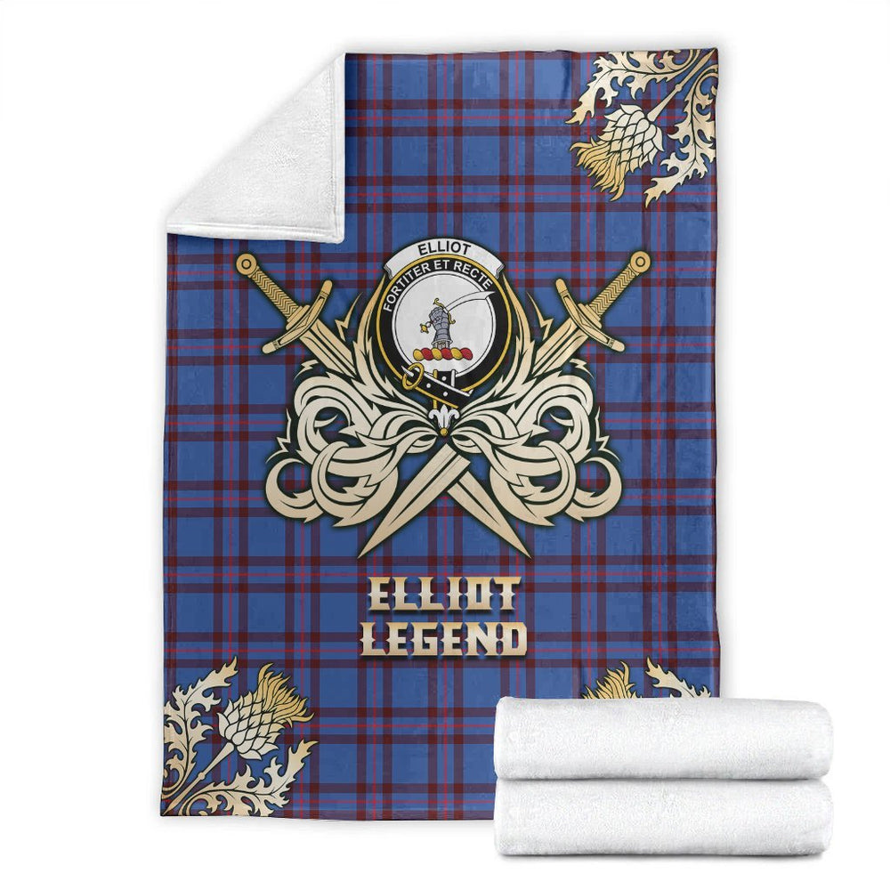 Clan Elliot Modern Tartan Gold Courage Symbol Blanket OI93 Clan Elliot Tartan Today   