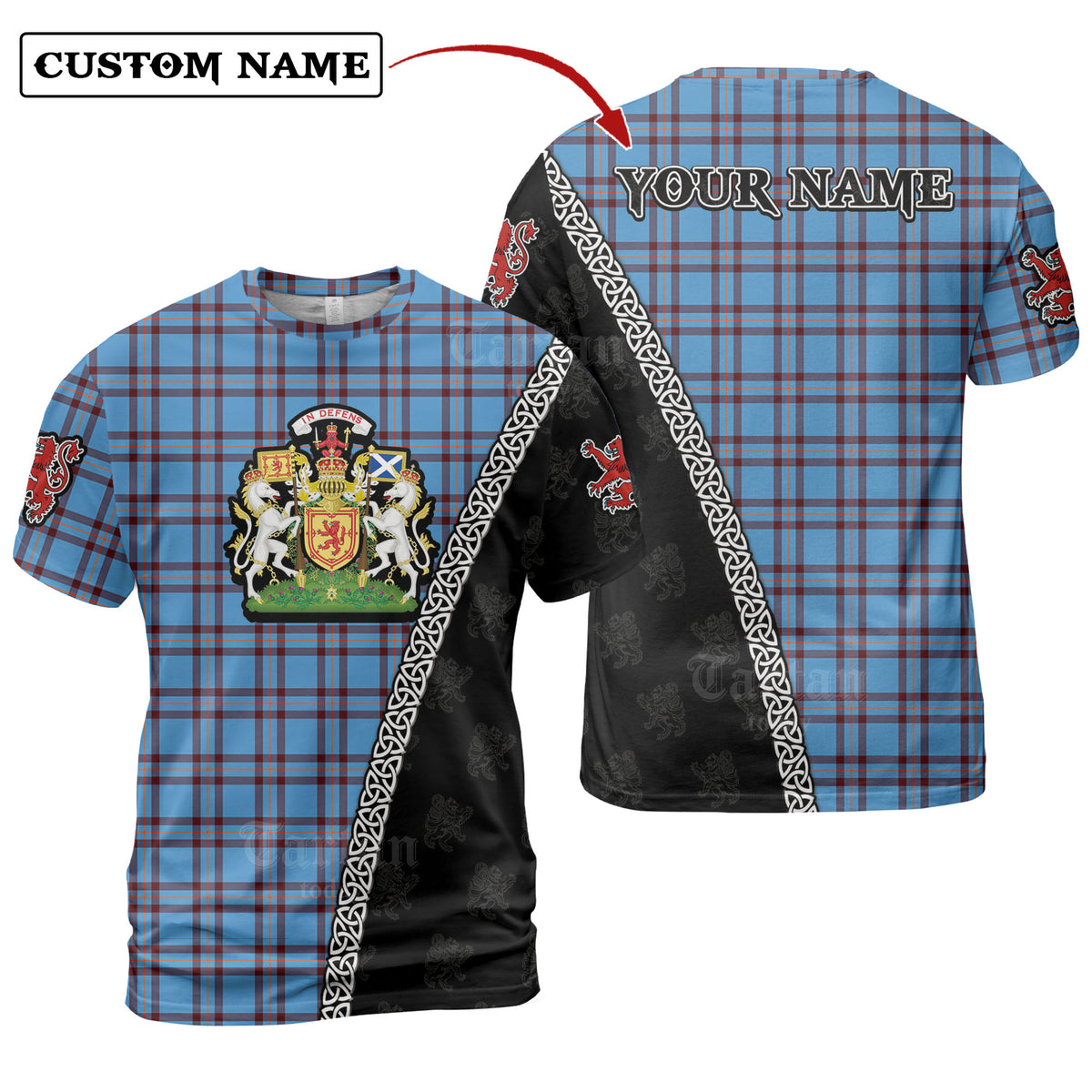 Elliot Ancient Tartan Shirt with Scotland Coat of Arms & Custom Name DJ48