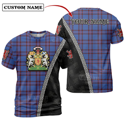 Personalized Clan Elliot Modern Tartan Shirt with Scotland Coat of Arms & Custom Name