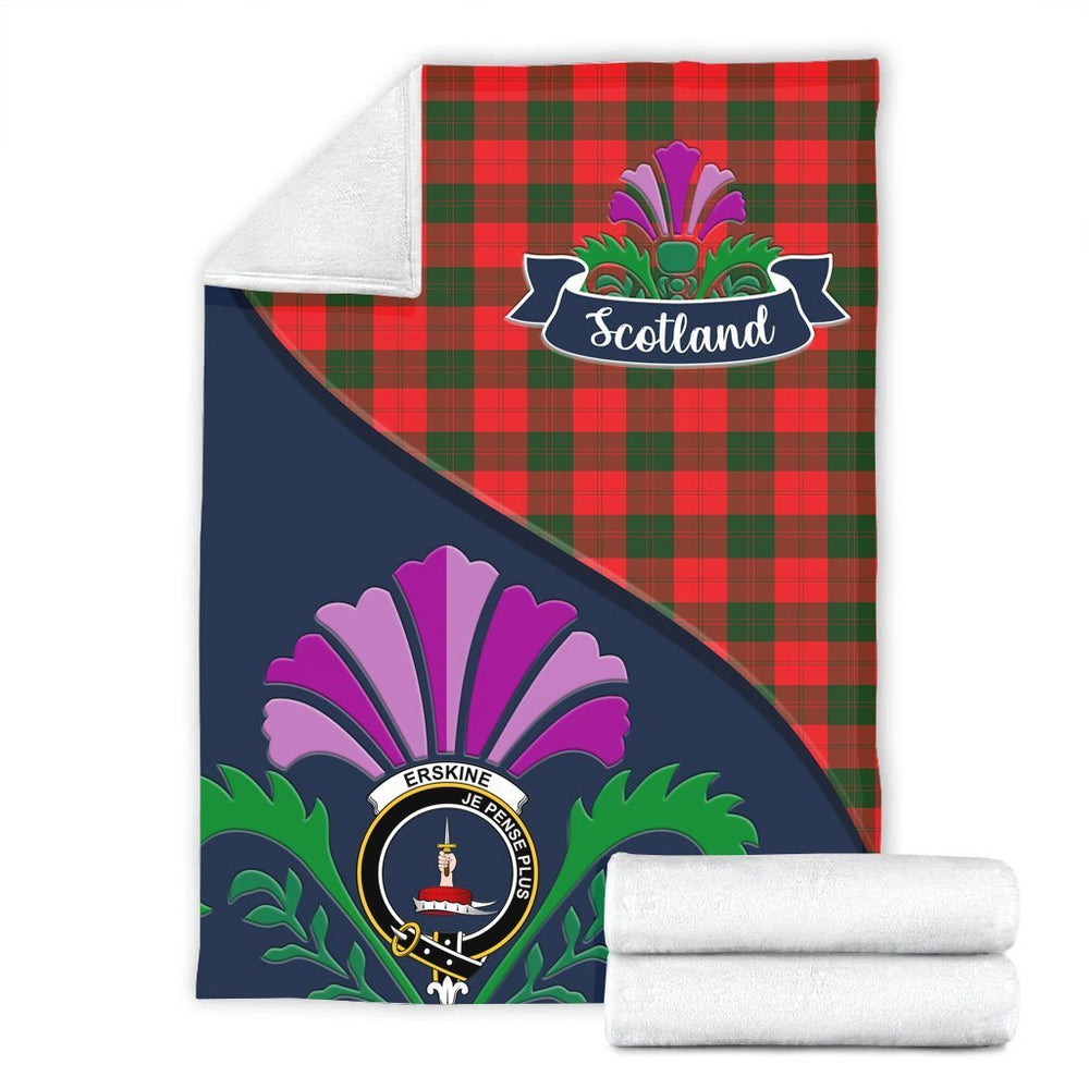Clan Erskine Tartan Crest Premium Blanket Thistle Style RD96 Clan Erskine Tartan Today   