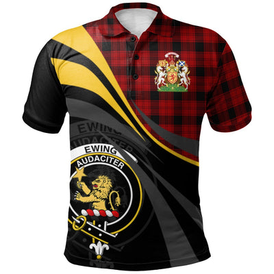 Clan Ewing Tartan Polo Shirt - Royal Coat Of Arms Style