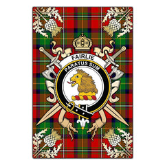 Clan Fairlie Modern Tartan Crest Black Garden Flag  - Gold Thistle  YW54 Clan Fairlie Tartan Today   