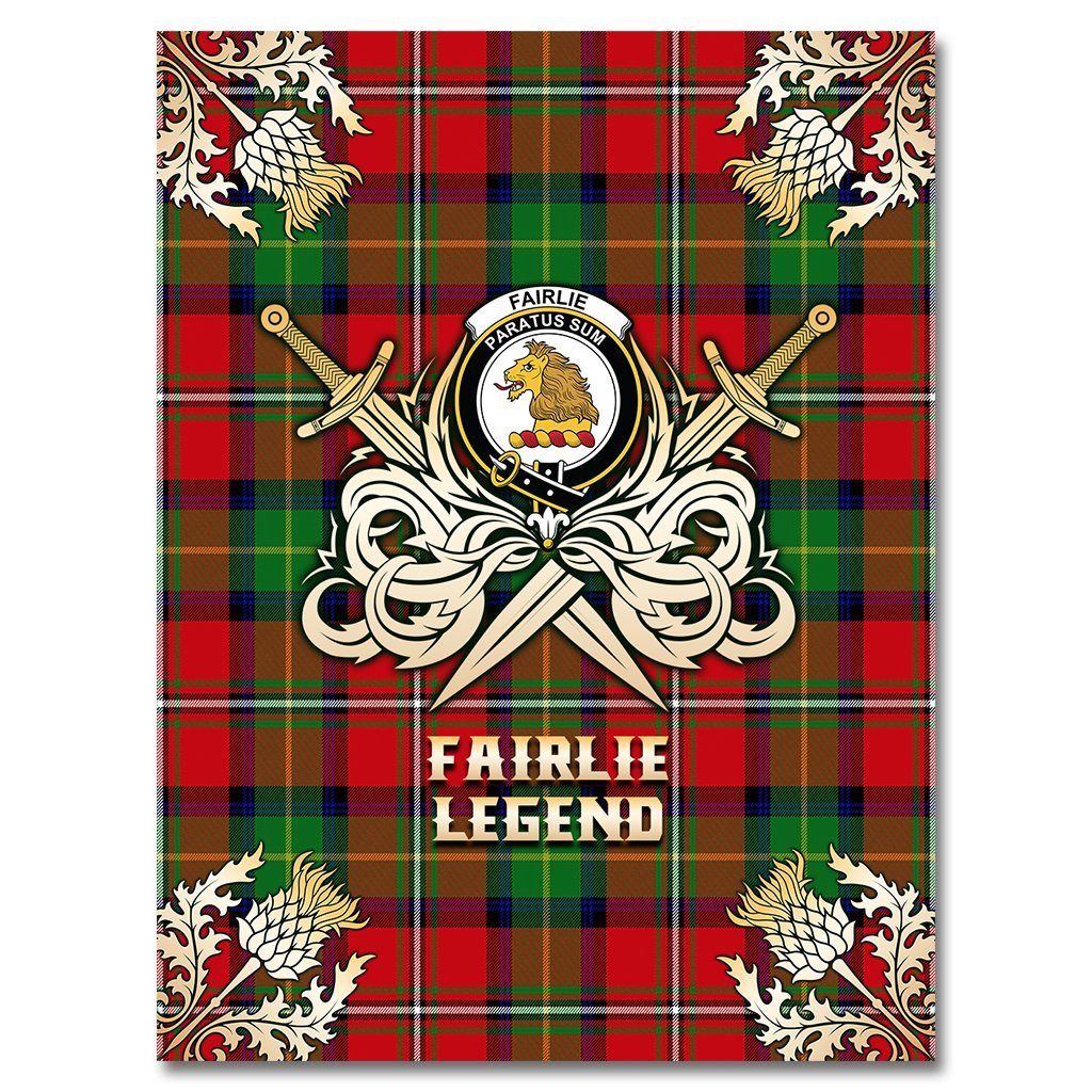 Clan Fairlie Modern Tartan Gold Courage Symbol Blanket FC13 Clan Fairlie Tartan Today   