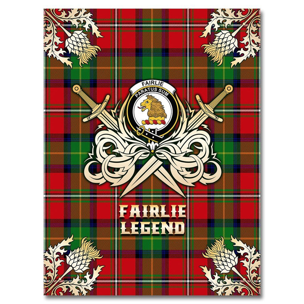 Clan Fairlie Modern Tartan Gold Courage Symbol Blanket FC13 Clan Fairlie Tartan Today   