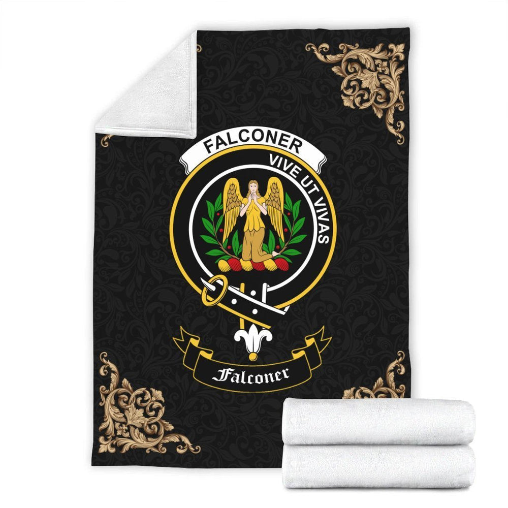 Clan Falconer Crest Tartan Premium Blanket Black TP77 Clan Falconer Tartan Today   