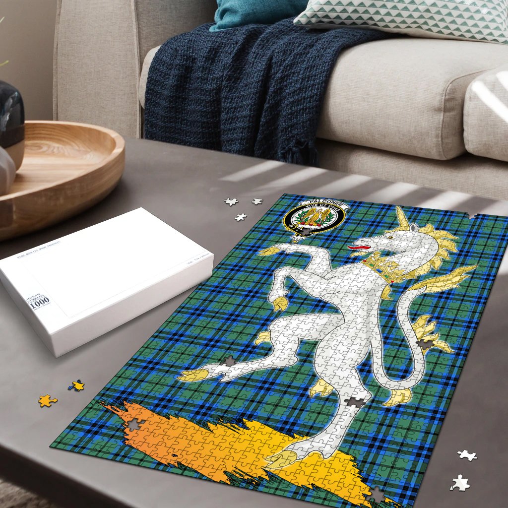 Clan Falconer Tartan Crest Unicorn Scotland Jigsaw Puzzles Gift For Family VI12 Clan Falconer Tartan Today   