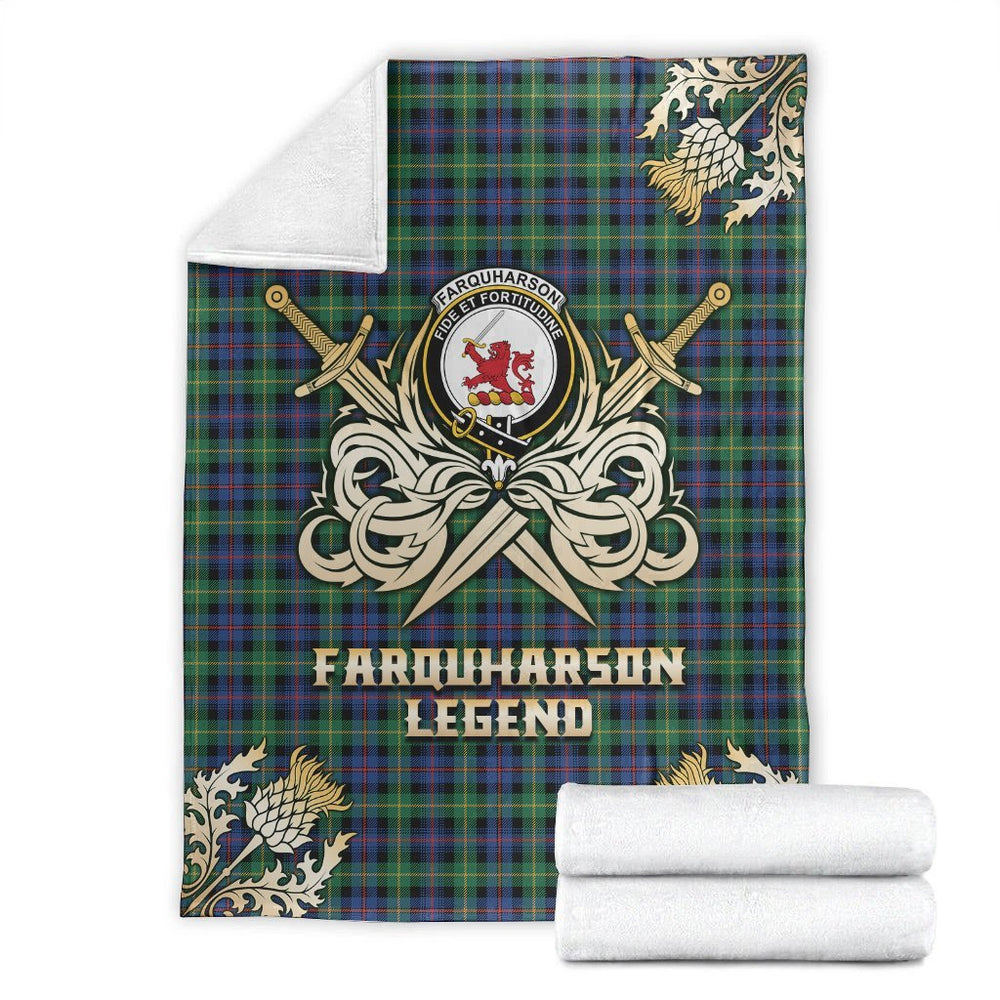 Clan Farquharson Ancient Tartan Gold Courage Symbol Blanket MH46 Clan Farquharson Tartan Today   