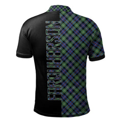 Clan Farquharson Ancient Tartan Polo Shirt Half of Me - Cross Style FI51 Farquharson Ancient Tartan Tartan Polo   