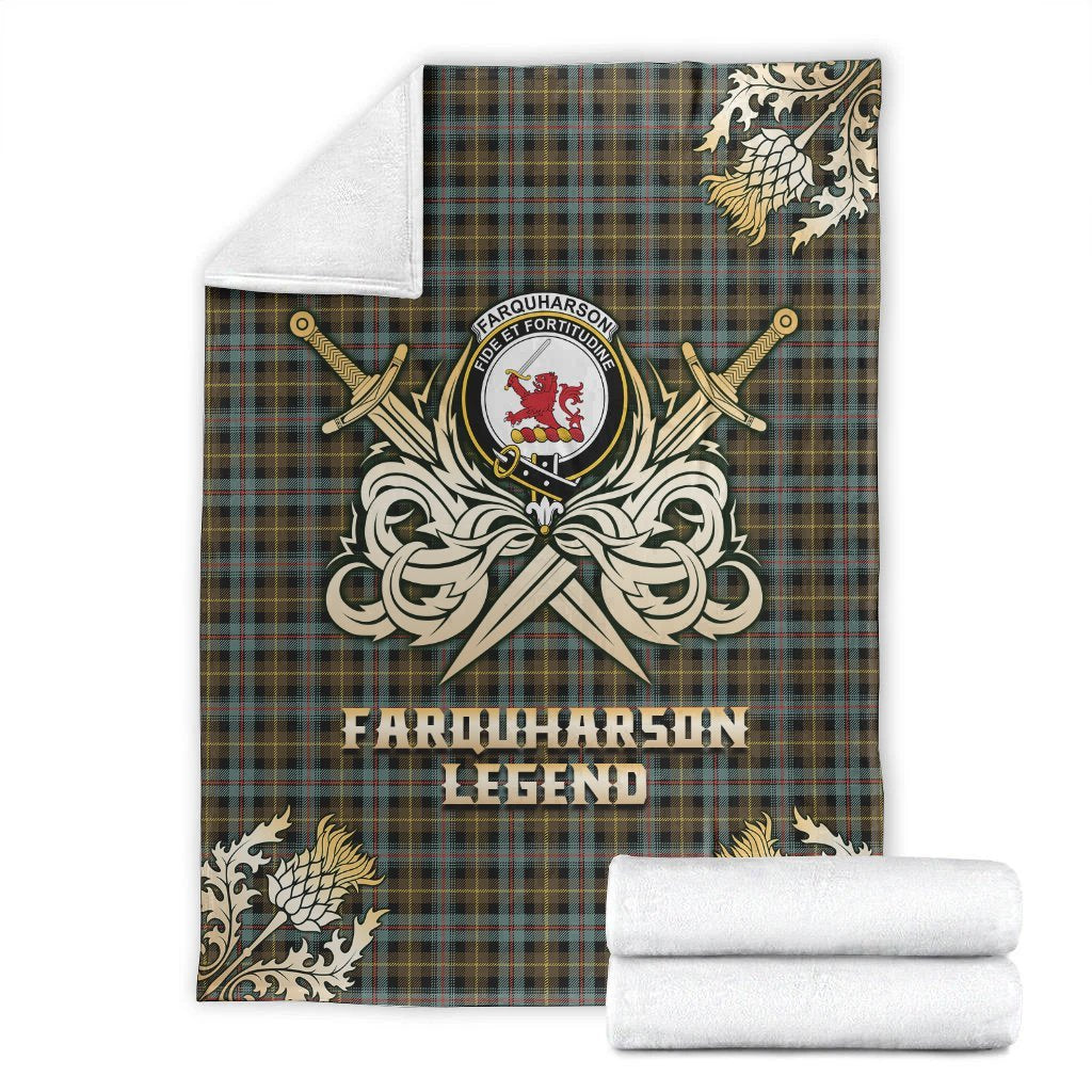 Clan Farquharson Weathered Tartan Gold Courage Symbol Blanket QR78 Clan Farquharson Tartan Today   