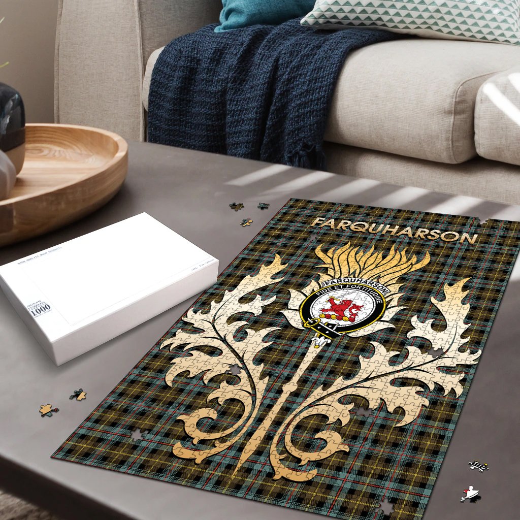 Clan Farquharson Weathered Tartan Crest Thistle Jigsaw Puzzles Gift For Family BY22 Clan Farquharson Tartan Today   