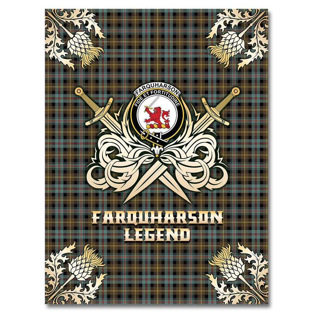 Clan Farquharson Weathered Tartan Gold Courage Symbol Blanket QR78 Clan Farquharson Tartan Today   