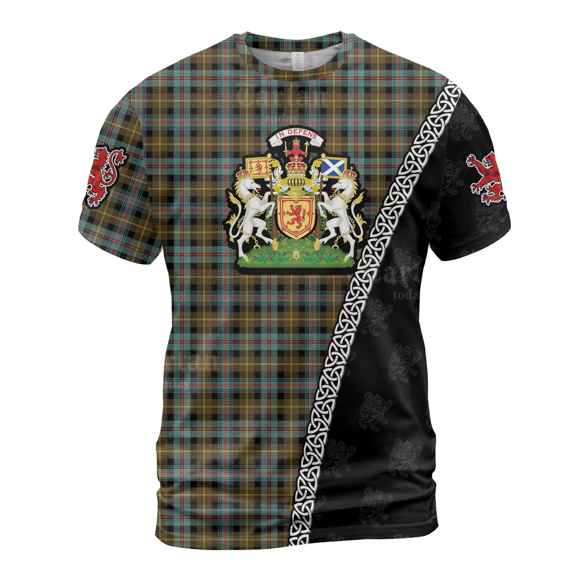 Personalized Clan Farquharson Weathered  Tartan Shirt with Scotland Coat of Arms & Custom Name FS82