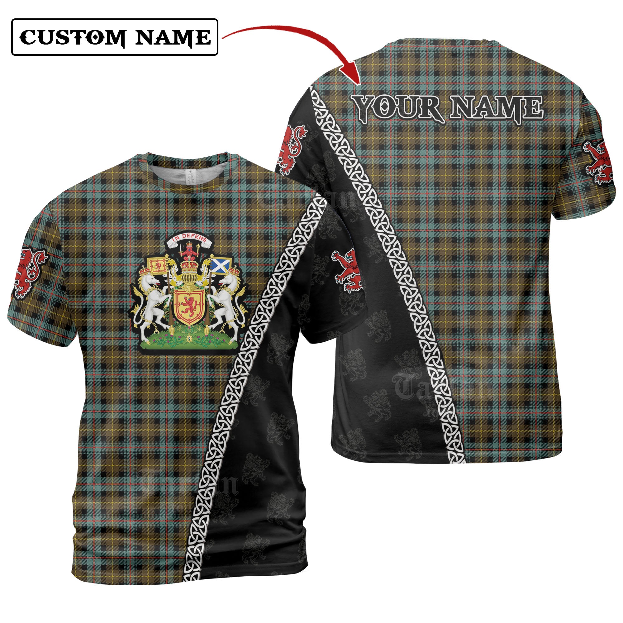 Farquharson Weathered  Tartan Shirt with Scotland Coat of Arms & Custom Name FS82