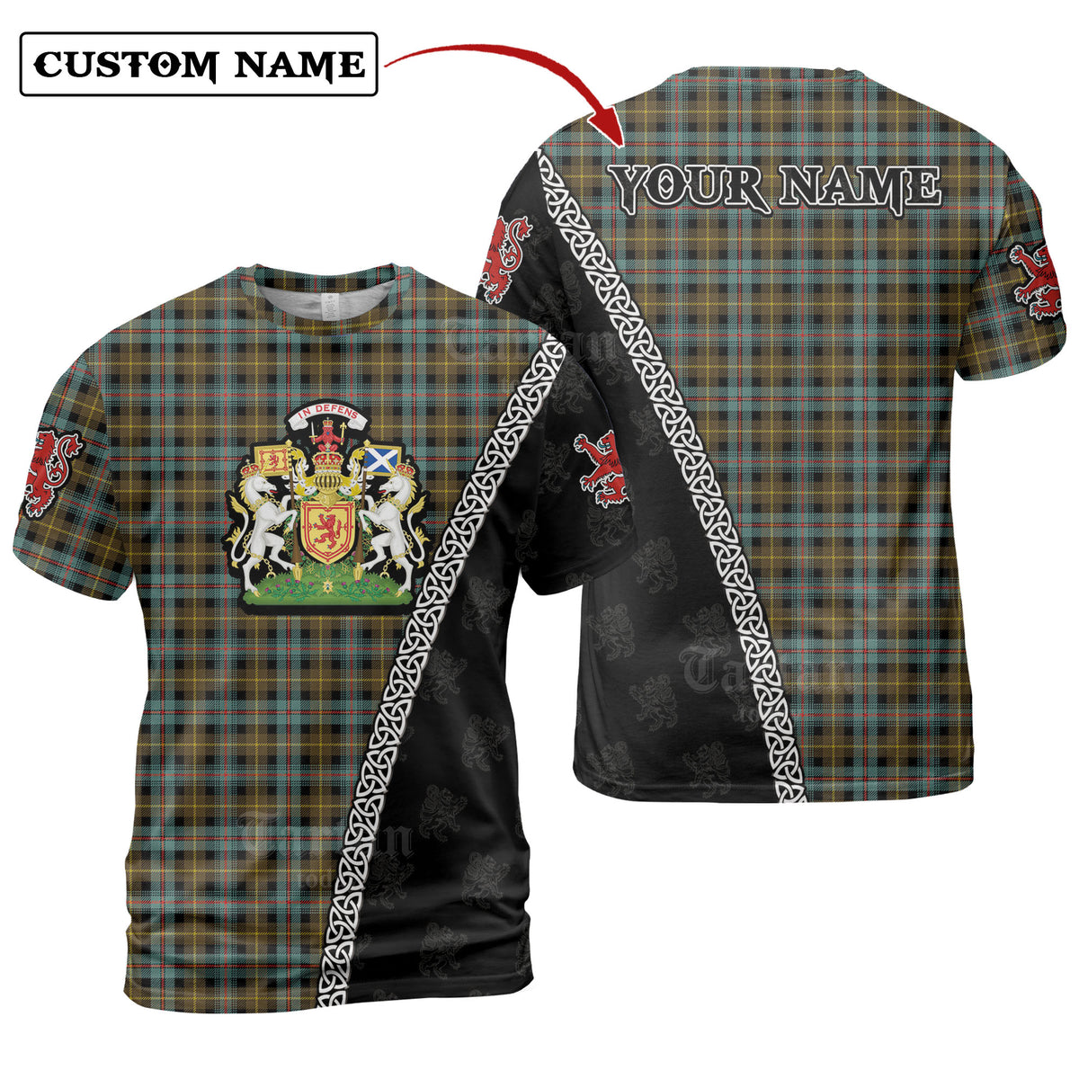 Farquharson Weathered  Tartan Shirt with Scotland Coat of Arms & Custom Name FS82