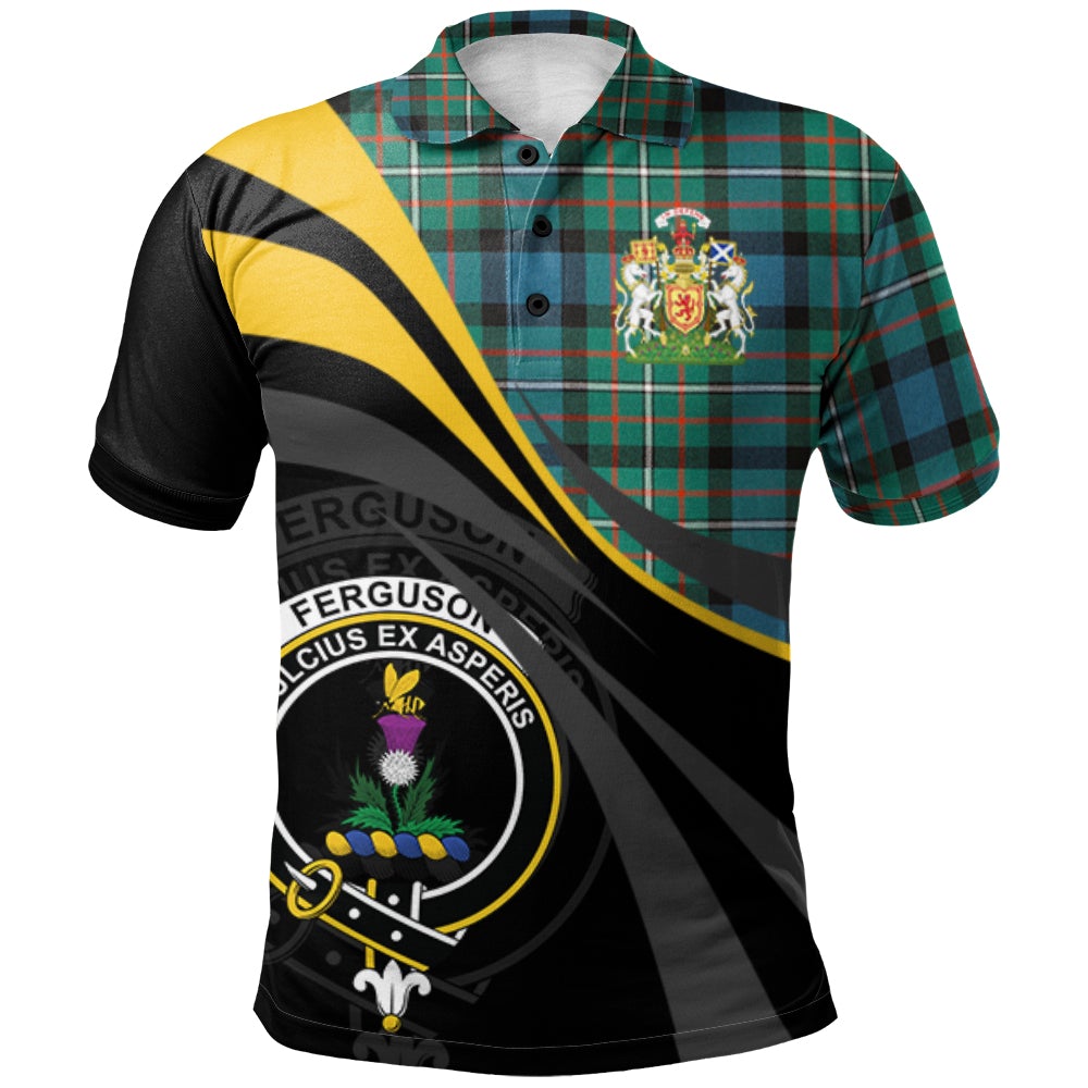Clan Ferguson Ancient Tartan Polo Shirt - Royal Coat Of Arms Style WG54 Ferguson Ancient Tartan Tartan Polo   