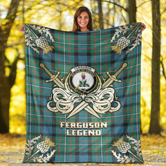 Clan Ferguson Ancient Tartan Gold Courage Symbol Blanket SK62 Clan Hall Tartan Today   