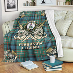 Clan Ferguson Ancient Tartan Gold Courage Symbol Blanket SK62 Clan Hall Tartan Today   