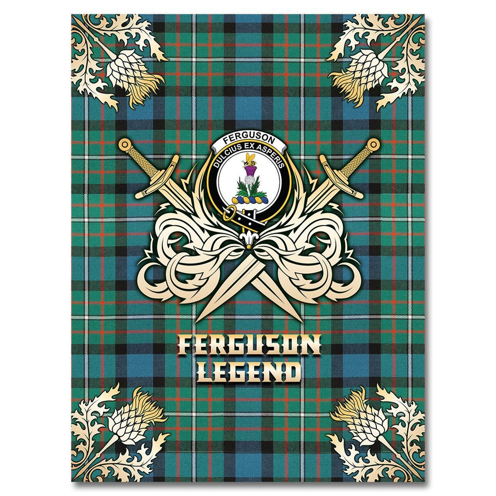 Clan Ferguson Ancient Tartan Gold Courage Symbol Blanket SK62 Clan Hall Tartan Today   