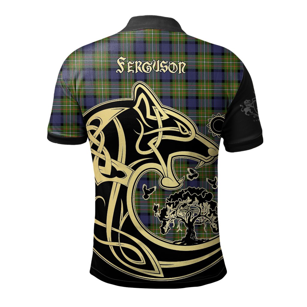 Clan Ferguson Modern Tartan Polo Shirt Viking Wolf OL77 Ferguson Modern Tartan Tartan Polo   