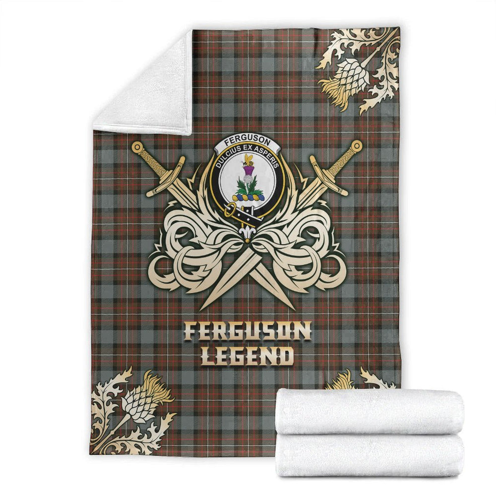 Clan Ferguson Weathered Tartan Gold Courage Symbol Blanket GW44 Clan Hall Tartan Today   