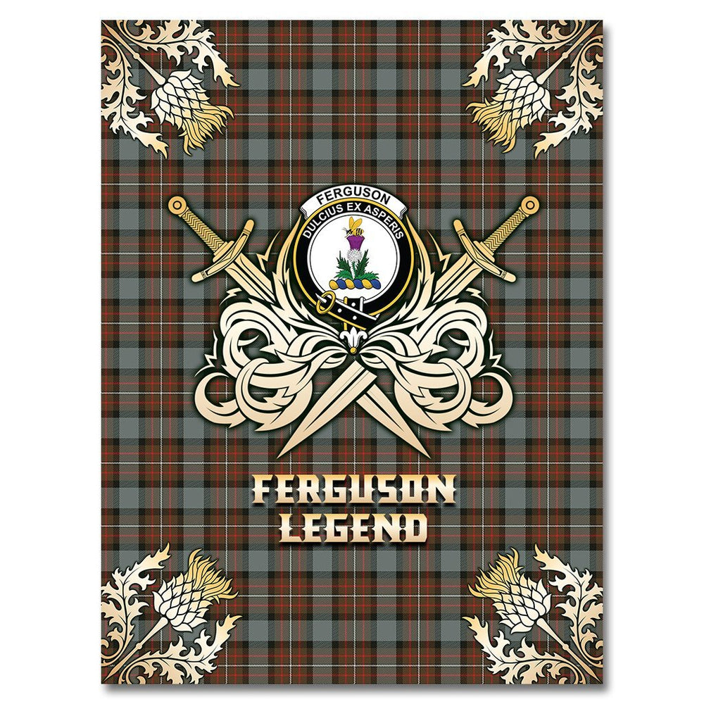 Clan Ferguson Weathered Tartan Gold Courage Symbol Blanket GW44 Clan Hall Tartan Today   