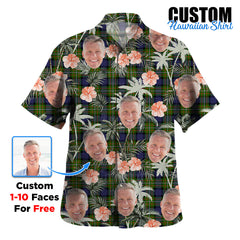 Clan Fergusson Modern Tartan Custom Face Hawaiian Shirt – Unisex Gift for Family Members, Summer Party YV32 Fergusson Modern Tartan Tartan Hawaii Shirt