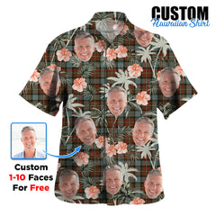 Clan Fergusson Weathered Tartan Custom Face Hawaiian Shirt – Unisex Gift for Family Members, Summer Party WF46 Fergusson Weathered Tartan Tartan Hawaii Shirt