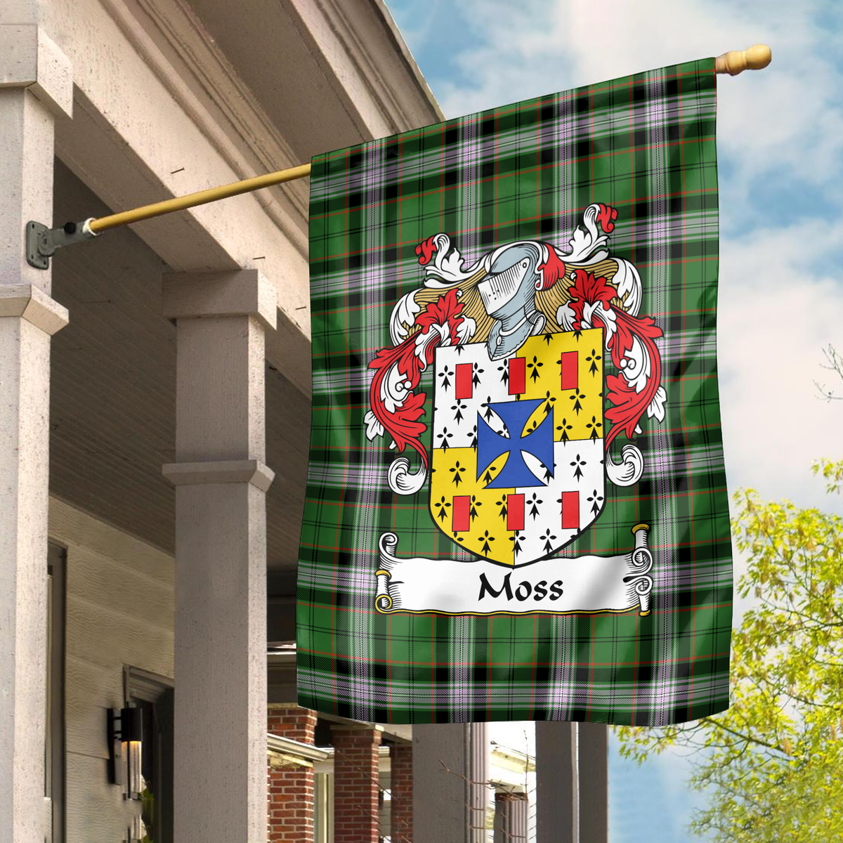 Clan Moss Tartan Crest Garden Flag QK82 Clan Garden Tartan Today   