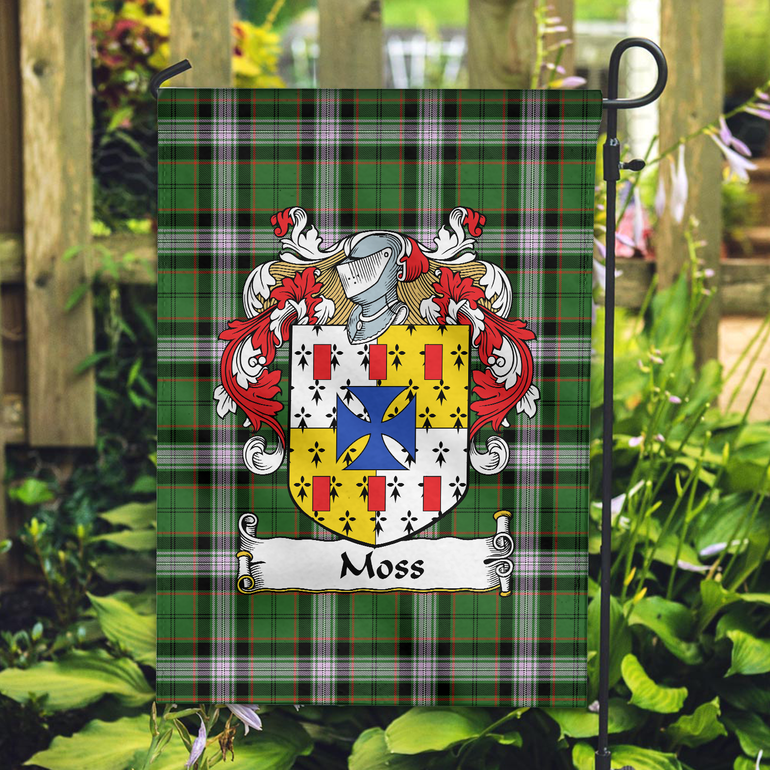 Clan Moss Tartan Crest Garden Flag QK82 Clan Garden Tartan Today   