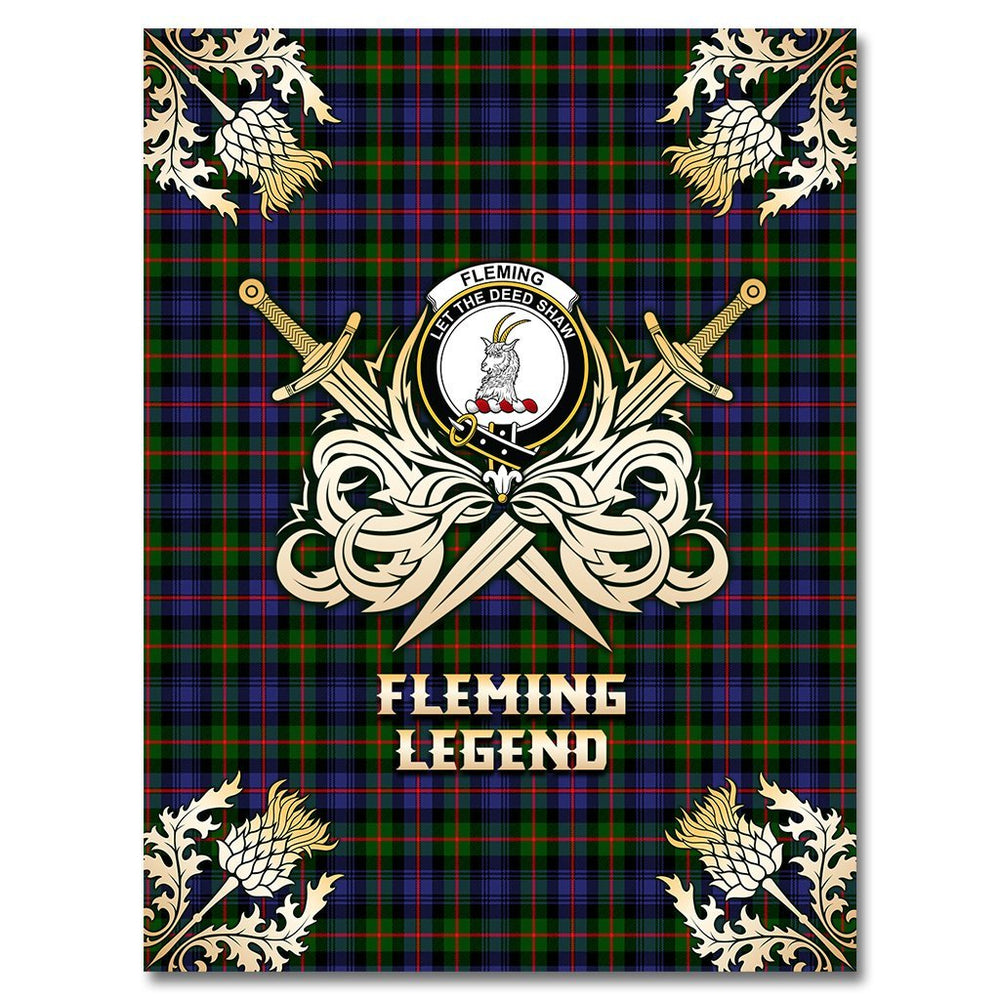 Clan Fleming Tartan Gold Courage Symbol Blanket UA88 Clan Fleming Tartan Today   