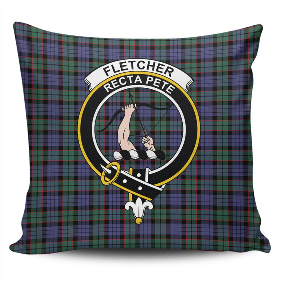 Clan Fletcher Modern Tartan Crest Pillow Cover