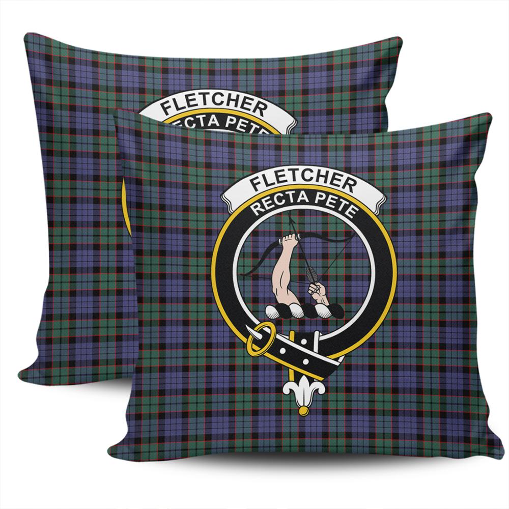 Clan Fletcher Modern Tartan Crest Pillow Cover PO15 Clan Fletcher Tartan Today   