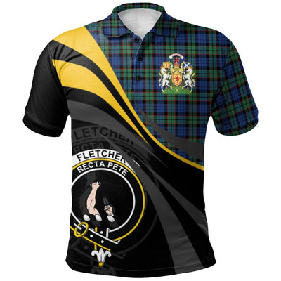 Clan Fletcher Ancient Tartan Polo Shirt - Royal Coat Of Arms Style