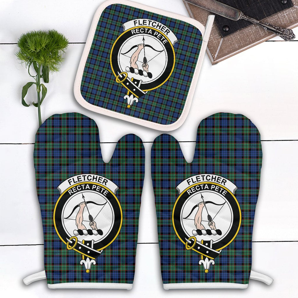 Clan Fletcher Ancient Tartan Crest Oven Mitt And Pot Holder (2 Oven Mitts + 1 Pot Holder) DZ88 Clan Fletcher Tartan Today   