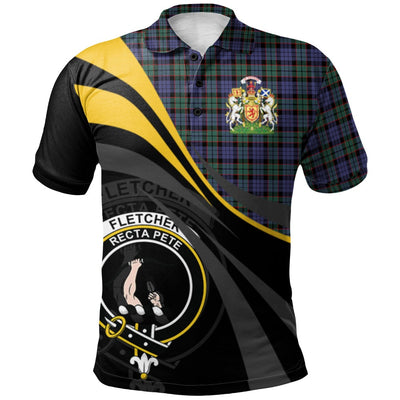 Clan Fletcher Modern Tartan Polo Shirt - Royal Coat Of Arms Style