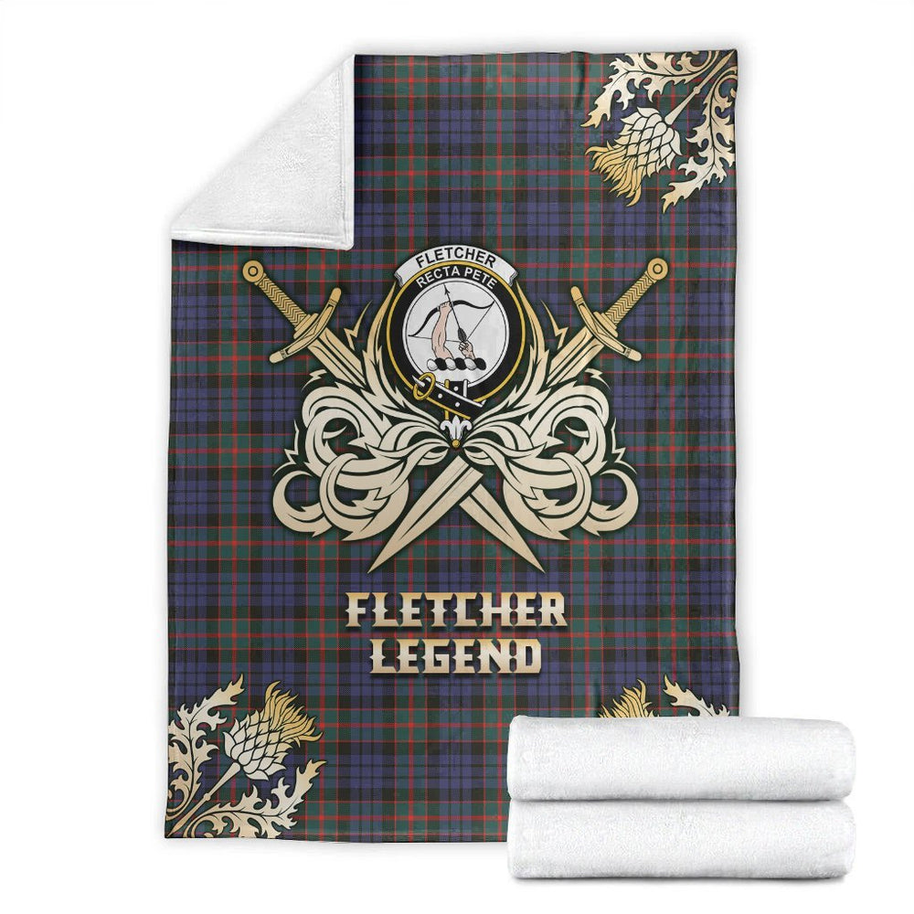 Clan Fletcher of Dunans Tartan Gold Courage Symbol Blanket GJ57 Clan Fletcher Tartan Today   