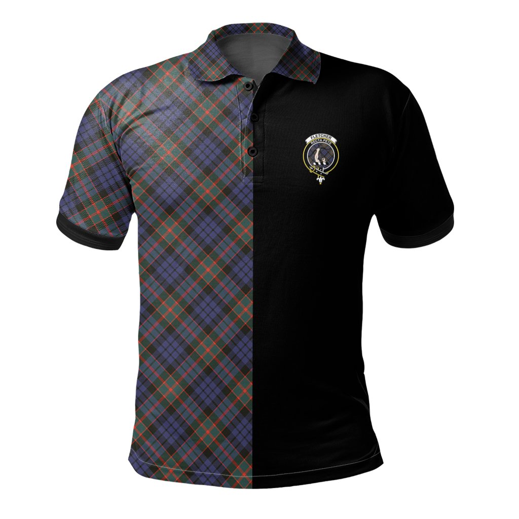 Clan Fletcher of Dunans Tartan Polo Shirt Half of Me - Cross Style ZO95 Fletcher of Dunans Tartan Tartan Polo   