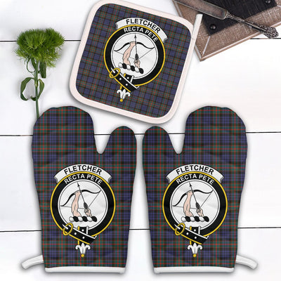 Clan Fletcher Of Dunans Tartan Crest Oven Mitt And Pot Holder (2 Oven Mitts + 1 Pot Holder)
