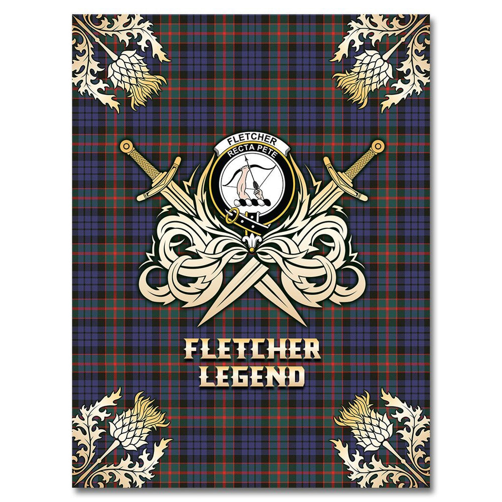 Clan Fletcher of Dunans Tartan Gold Courage Symbol Blanket GJ57 Clan Fletcher Tartan Today   