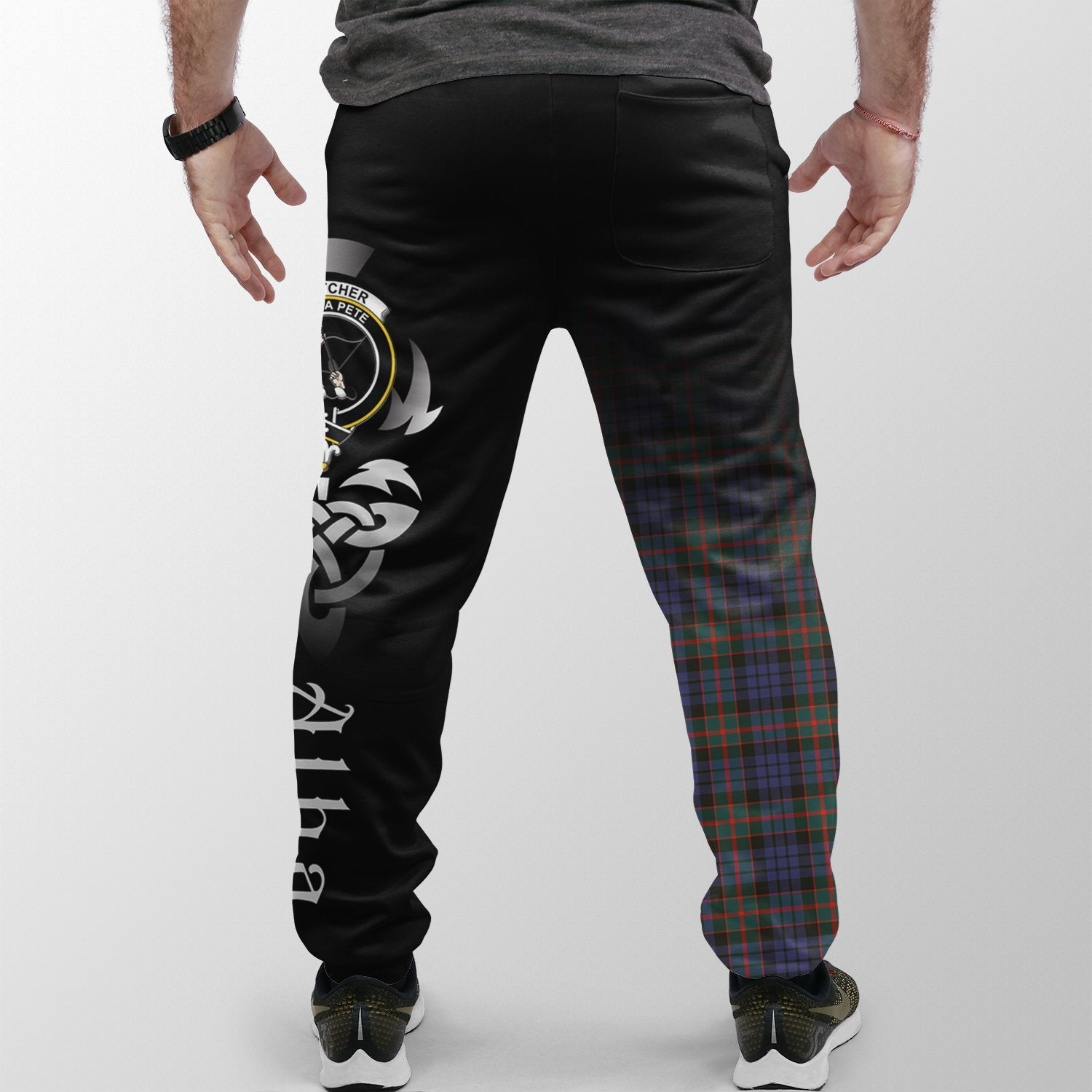 Clan Fletcher Of Dunans Tartan Crest Jogger Sweatpants  Alba Celtic Style PI84 Clan Fletcher Tartan Today   