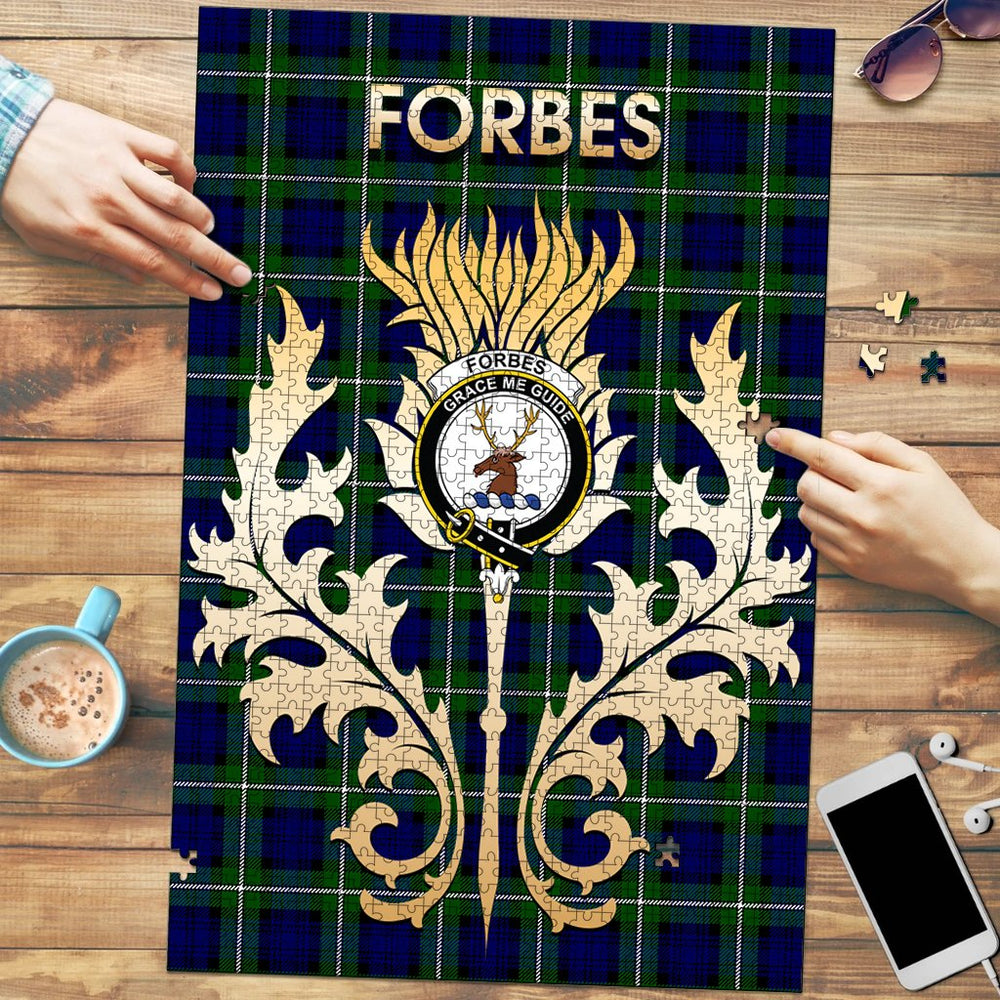 Clan Forbes Modern Tartan Crest Thistle Jigsaw Puzzles Gift For Family XN27 Clan Forbes Tartan Today   
